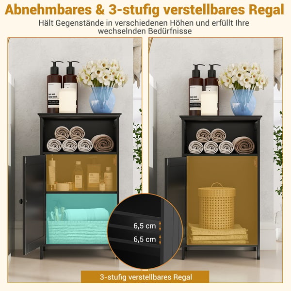 Badeværelsesgulvskab,,,Sort - materiale: P2 MDF