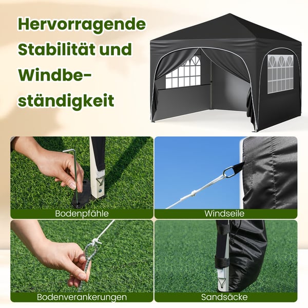 Pavillon telt, 3x3 m, sort