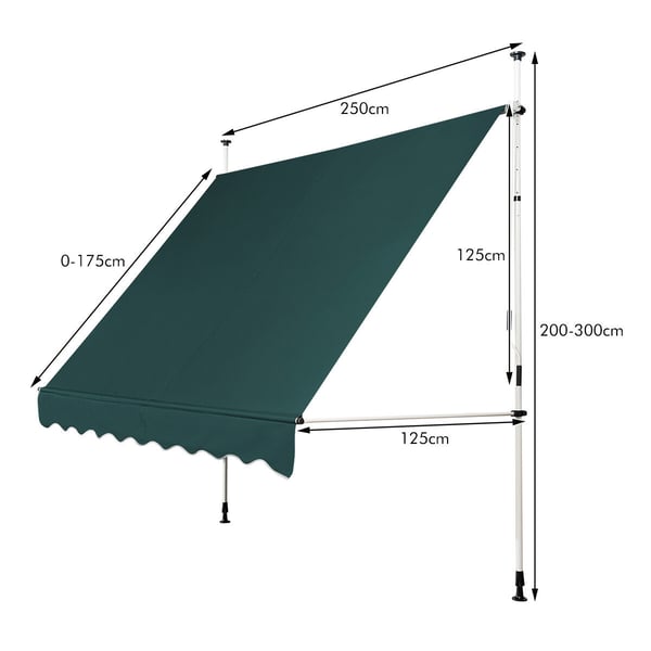 Ulosvedettävä markiisi, 250x120 cm, Beige Valkoinen