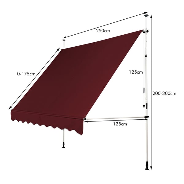 Ulosvedettävä markiisi, 250x120 cm, beige-valkoinen