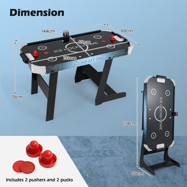 Airhockeybord, Elektrisk, Foldbart, LED-display, 12V Motor
