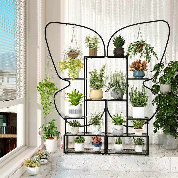 Planteholder, 87x26x185 cm, Sort