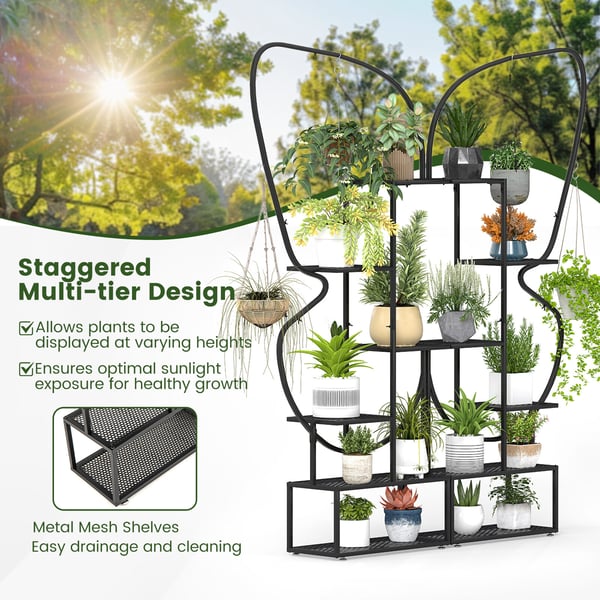 Planteholder, 87x26x185 cm, Sort