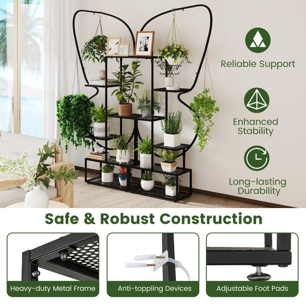 Planteholder, 87x26x185 cm, Sort