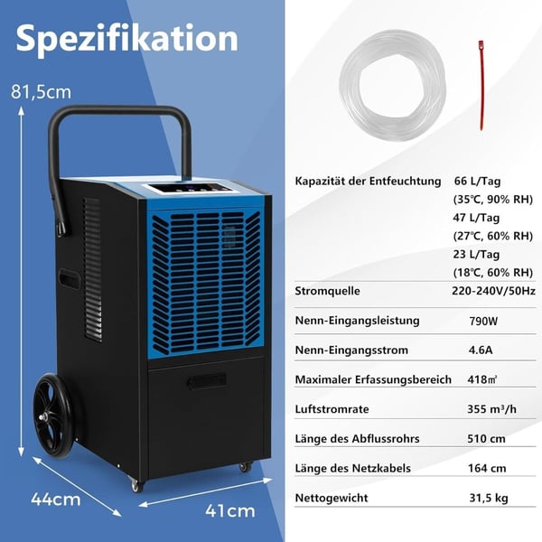 Affugter, 66 L/dag, Timer, Automatisk afrimncmg