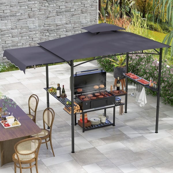BBQ Pavillon, 318x153 cm, Mørkegrå