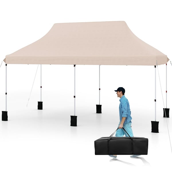 Udendørs Pavillon, 300x600x296-316 cm, Beige