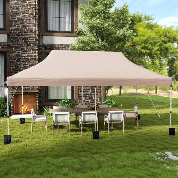 Udendørs Pavillon, 300x600x296-316 cm, Beige