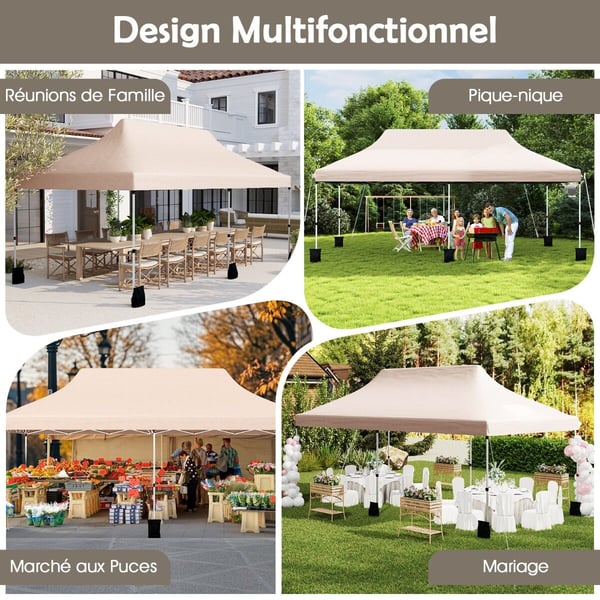 Udendørs Pavillon, 300x600x296-316 cm, Beige