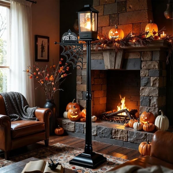Halloween-lampepost, 50x32x155 cm, sort