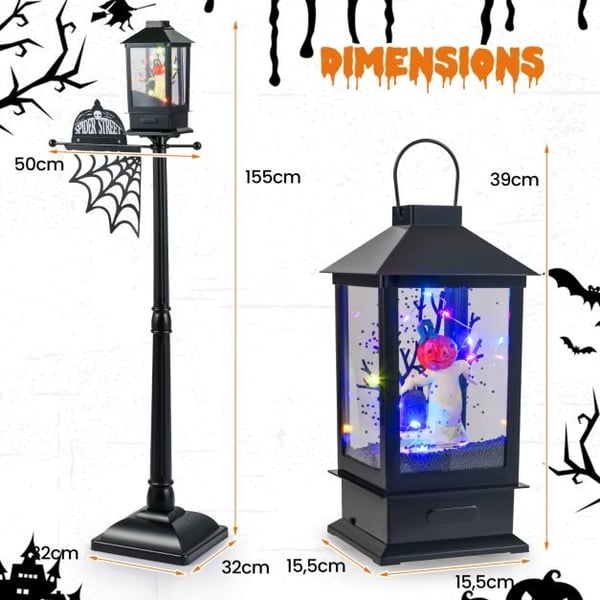 Halloween-lampepost, 50x32x155 cm, sort
