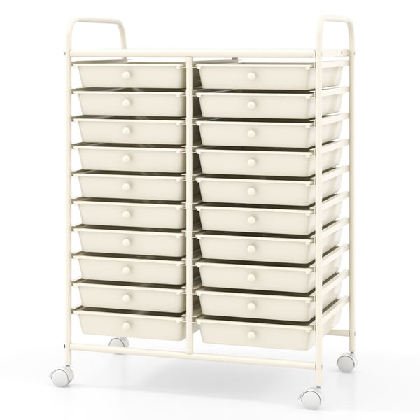 Opbevaringsvogn, 20 skuffer, 64×38×86 cm, Beige