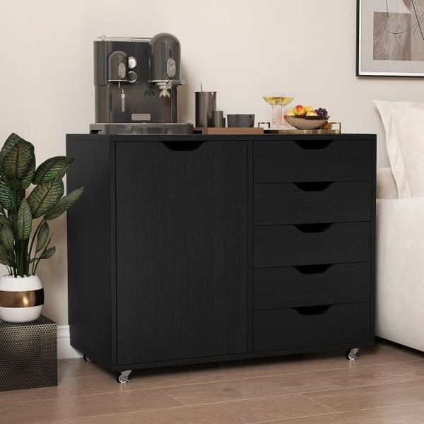 Kommode, 78x40x65 cm, Sort - materiale: krydsfiner, mdf