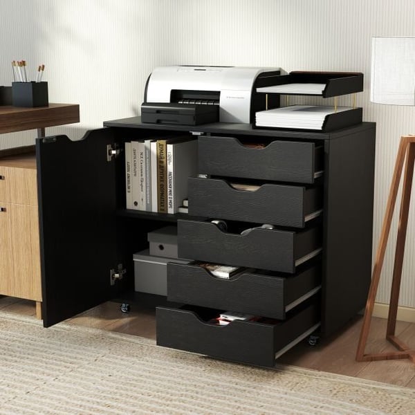 Kommode, 78x40x65 cm, Sort - materiale: krydsfiner, mdf