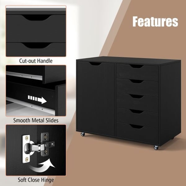 Kommode, 78x40x65 cm, Sort - materiale: krydsfiner, mdf