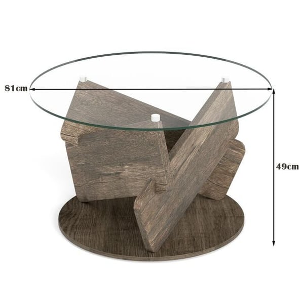 Sofabord, 32cm, grå - materiale: gummitræ, MDF, 3D-papir, hærdet glas