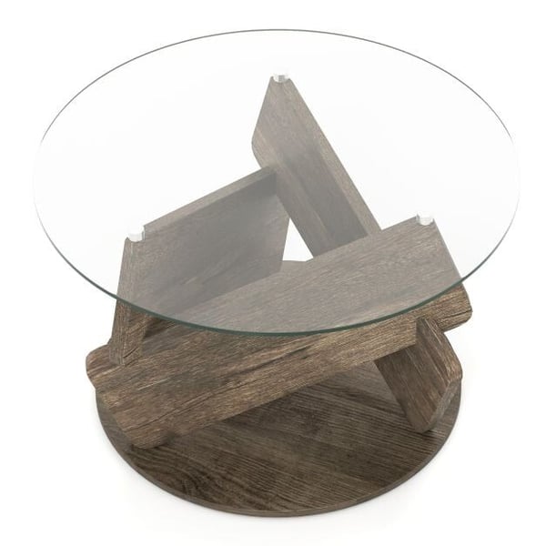 Sofabord, 32cm, grå - materiale: gummitræ, MDF, 3D-papir, hærdet glas