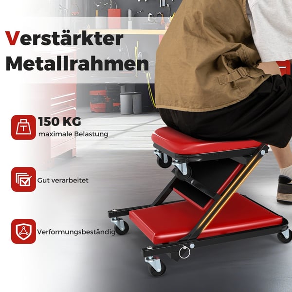 Rullebræt, 6 hjul, rød - materiale: forstærket metalramme med solide skrueforbindelser