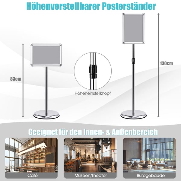 Tietonäyttötelcme, 83-130 cm, Musta