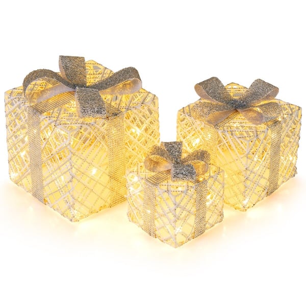 Julegaveæsker, 25x25x23 cm, 20x20x18 cm, 15x15x13 cm, Hvid