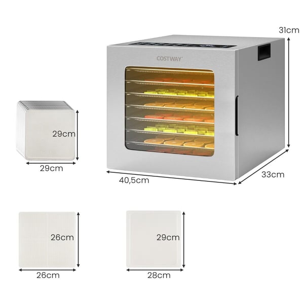 Frugtdehydrator, 40,5x33x31 cm, sølv