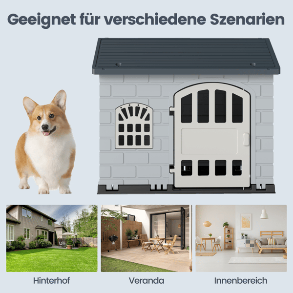Hundekennel, 75x58x65 cm, Grå