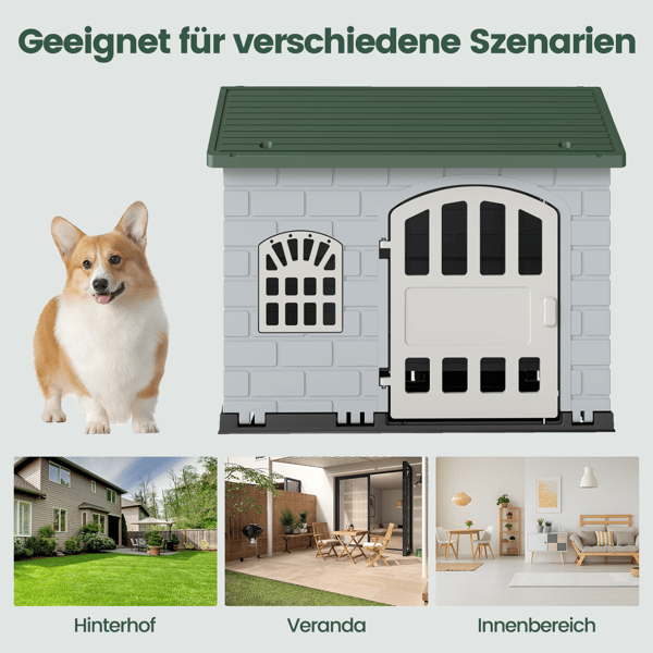 Hundekennel, 75x58x65 cm, Grøn