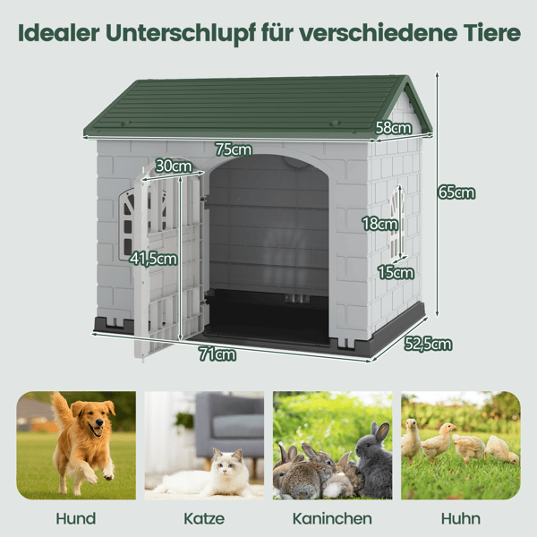 Hundekennel, 75x58x65 cm, Grøn