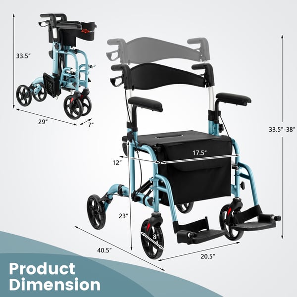 Rollator, 103×64×85 cm-38cm, Navy