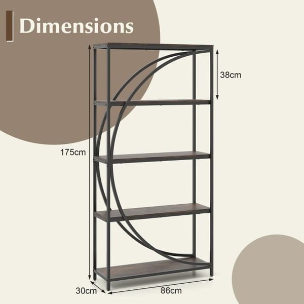 Etagere-kirjahylly, 86x30x175 cm, rustiikcmruskea