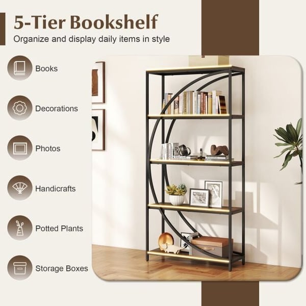 Etagere-kirjahylly, 86x30x175 cm, rustiikcmruskea
