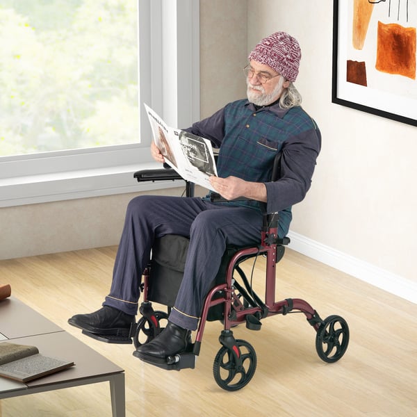 Rollator, 40,5x25x33,5-38 in, Rød