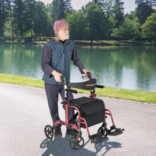 Rollator, 40,5x25x33,5-38 in, Rød