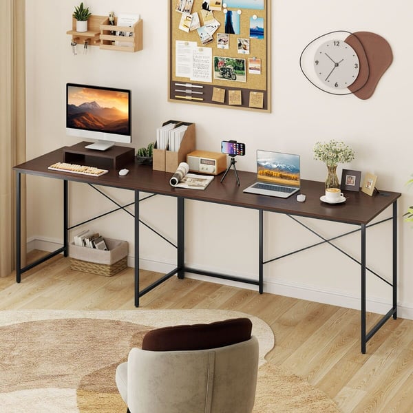 Skrivebord, vendbart L-formet skrivebord, 150x150x75 cm, kaffe