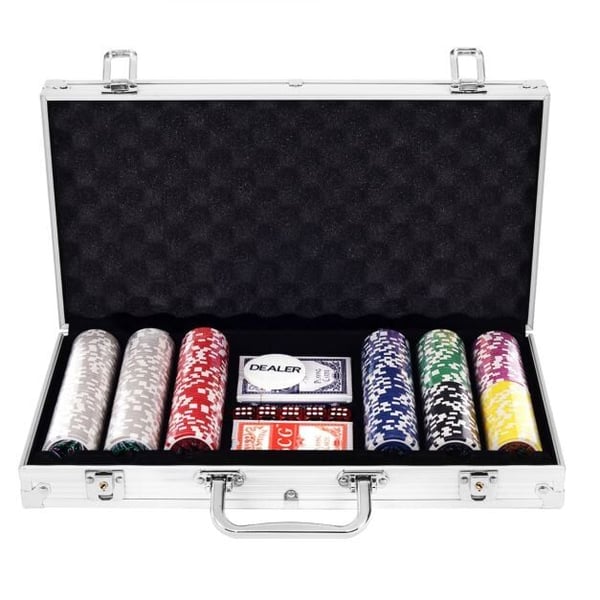 Pokerinappisetti, 38,5x20,5x6,5 cm, hopea Pokerinappisetti, 38,5x20,5x6,5 cm, hopea