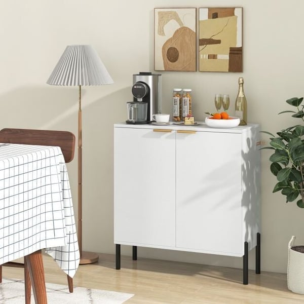Skænk, 70x37x78 cm, Hvid - materiale: metal, krydsfiner, MDF