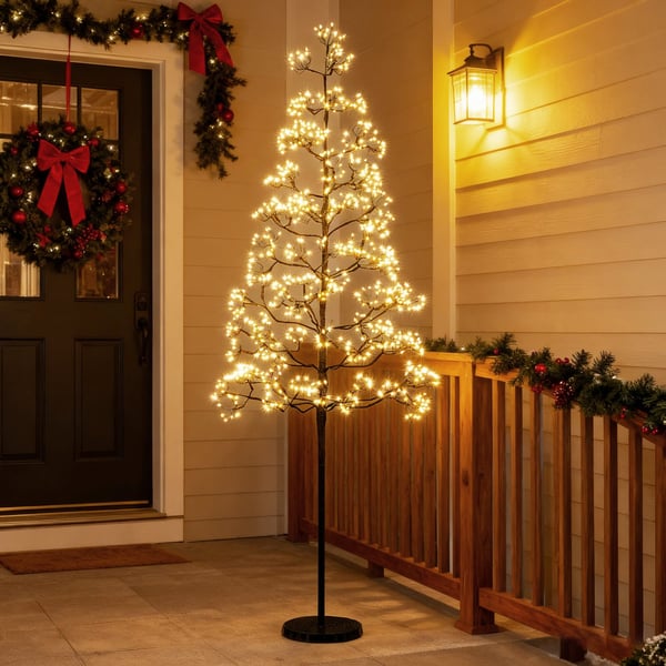LED-lystræ, 150 cm, sort - materiale: metal, PVC, beton