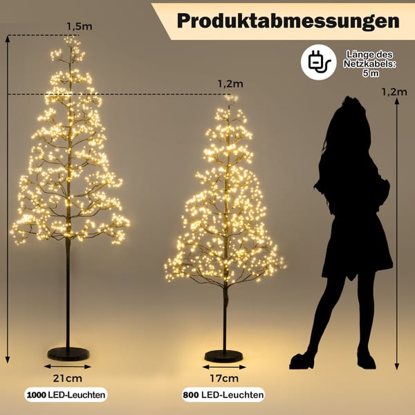 LED-lystræ, 150 cm, sort - materiale: metal, PVC, beton