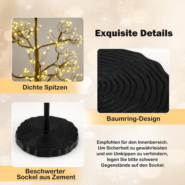 LED-lystræ, 150 cm, sort - materiale: metal, PVC, beton