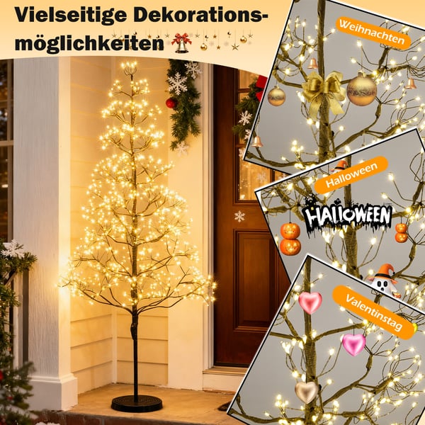LED-lystræ, 150 cm, sort - materiale: metal, PVC, beton