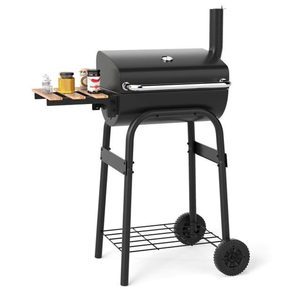 Trækulgrill, 60,9 cm, Sort - materiale: metal, rustfrit stål, bøgetræ