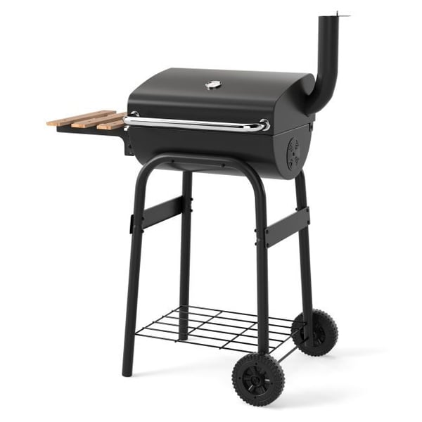 Trækulgrill, 60,9 cm, Sort - materiale: metal, rustfrit stål, bøgetræ