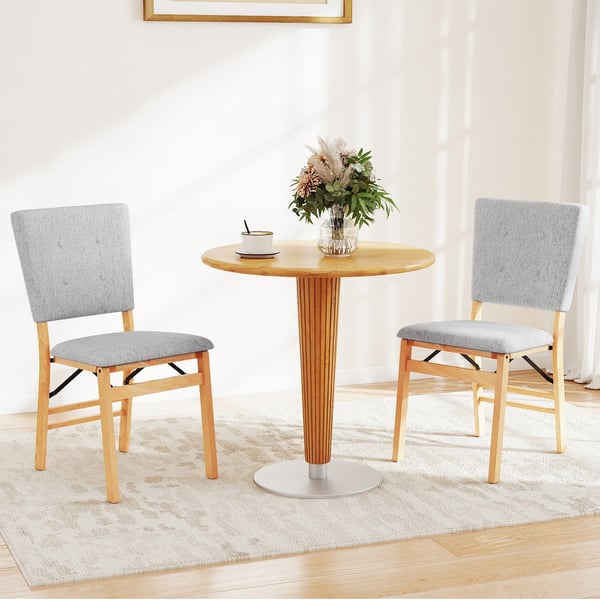 Spisestuestol sæt, sammenklappelig armløs køkkenstol med polstret sæde og justerbart ryglæn, 45,7x53,3x86,4 cm, grå