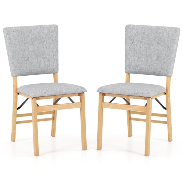 Spisestuestol sæt, sammenklappelig armløs køkkenstol med polstret sæde og justerbart ryglæn, 45,7x53,3x86,4 cm, grå