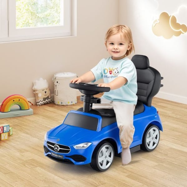 Ride-On skubebil, 3-i-1 justerbar kaleche, 84x39x90 cm, blå