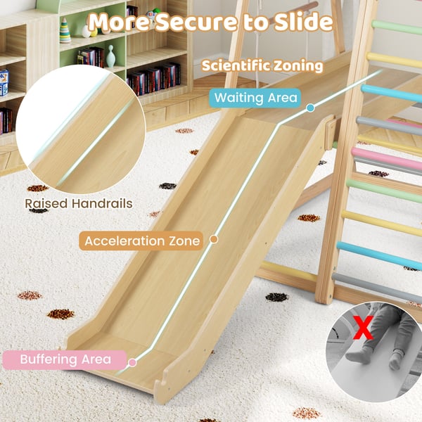 Jungle Gym, Træ Montessori Klatrestativ Legeplads, 198x105x124 cm, Flerfarvet