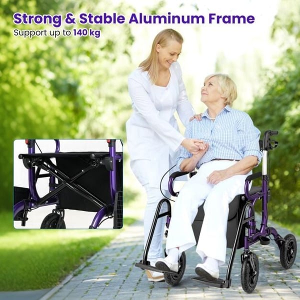 Rollaattori istuimella, 64x103x101.5 cm, violetti