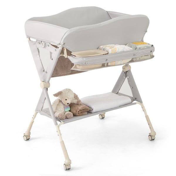 Baby puslebord, 80x70x104 cm, grå