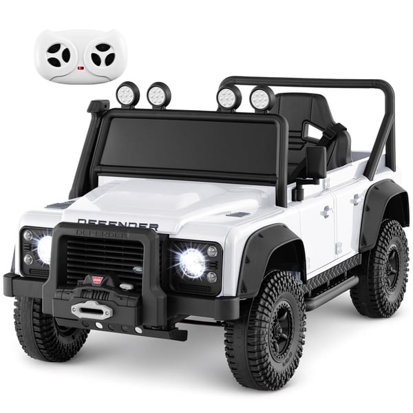 Elektrisk legebil til børn, Land Rover Defender, hvid
