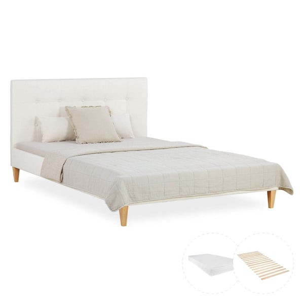 Säng med stoppad gavel, Home, 145,5x95x211 cm, Beige